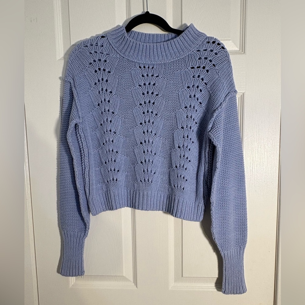 Free People Blue Cropped Knit Sweater | Women’s XS